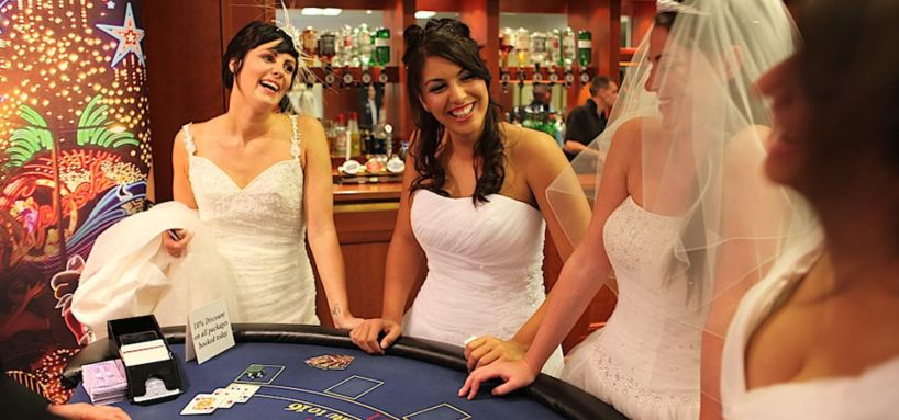 The bride plays in the casino